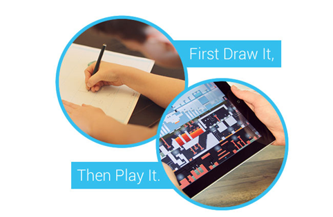 Pixel Press Floorsでは、鉛筆で紙に描いたものがそのままゲームになる